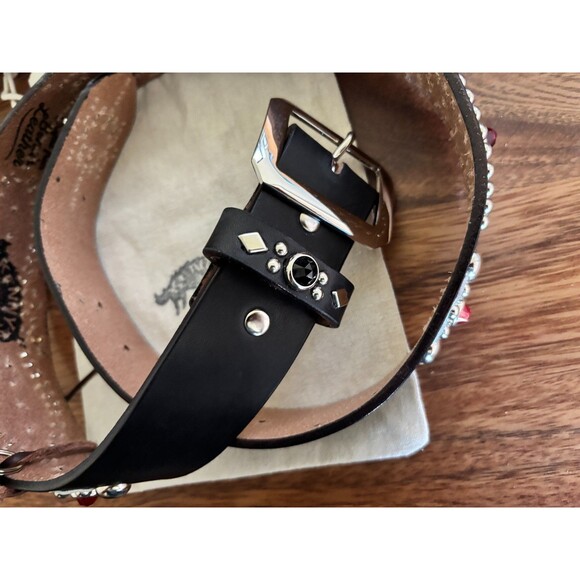 Mens Jeweled Studded Rockabilly kennys japan Western Biker Leather Belt Sz 32 - Picture 1 of 4